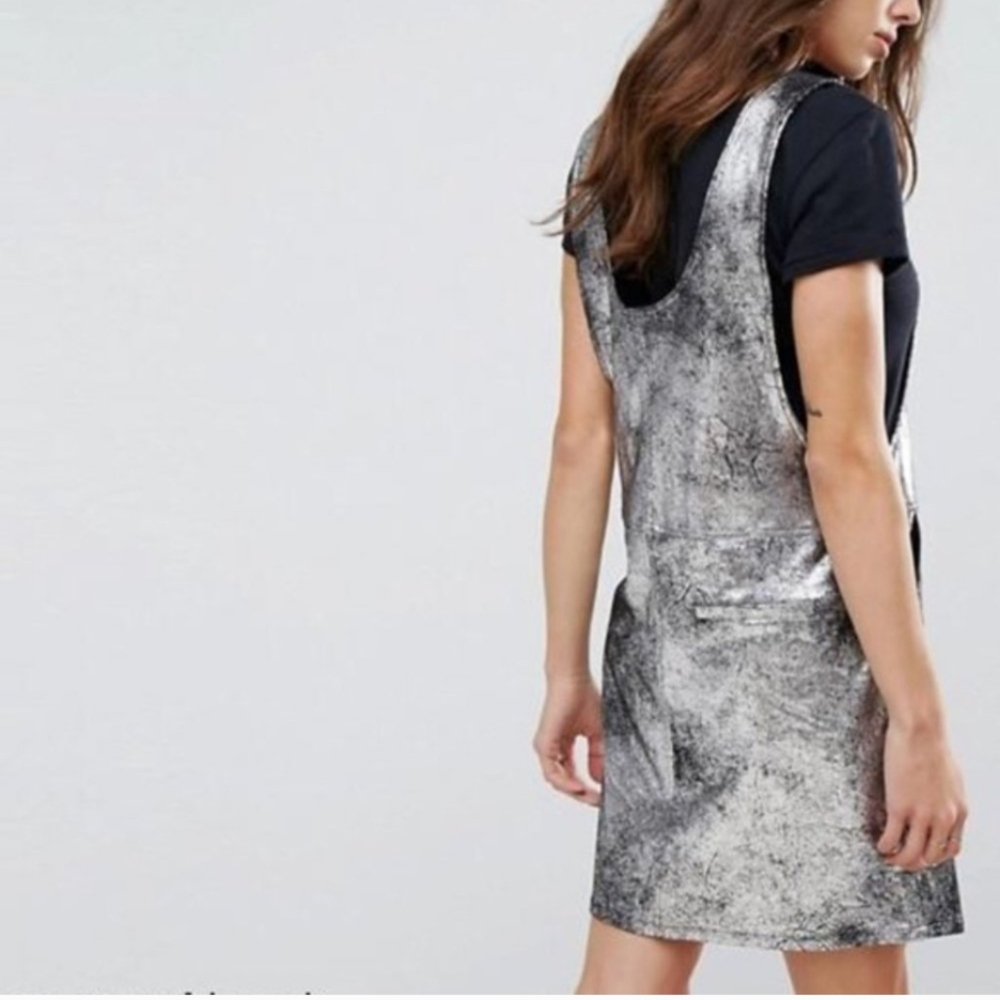 NWT BLANK NYC Metallic Overall Mini Dress Medium - Picture 2 of 5
